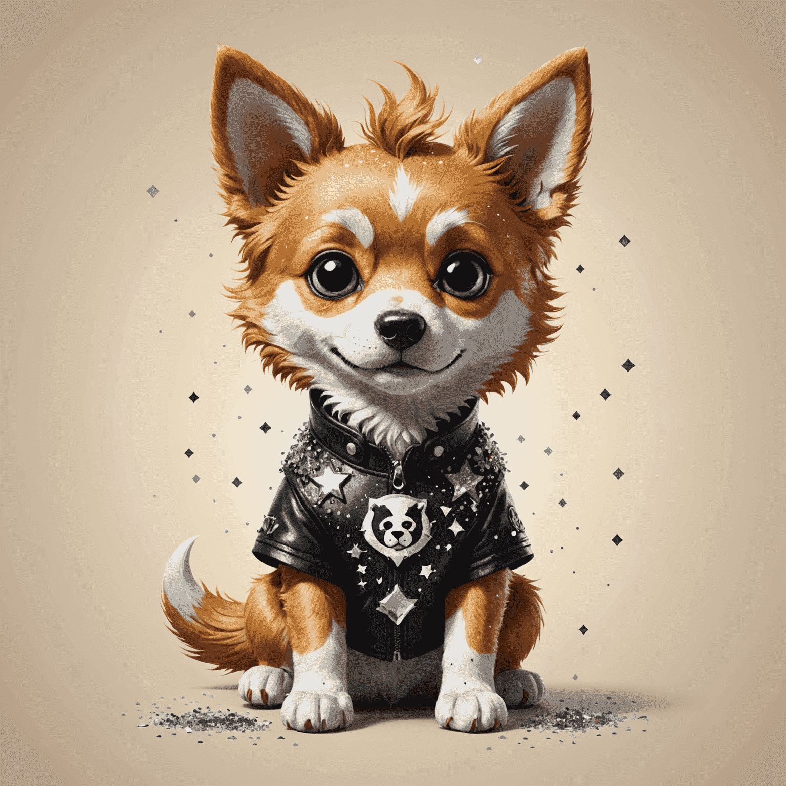 HugiClay logo featuring a stylized dog with punk-inspired fur and sparkles